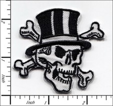 30 Pcs Embroidered Iron on patches Skull with High Hat 58x58mm AP021hB