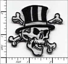 30 Pcs Embroidered Iron on patches  Skull  with High Hat  58x58mm AP021hB