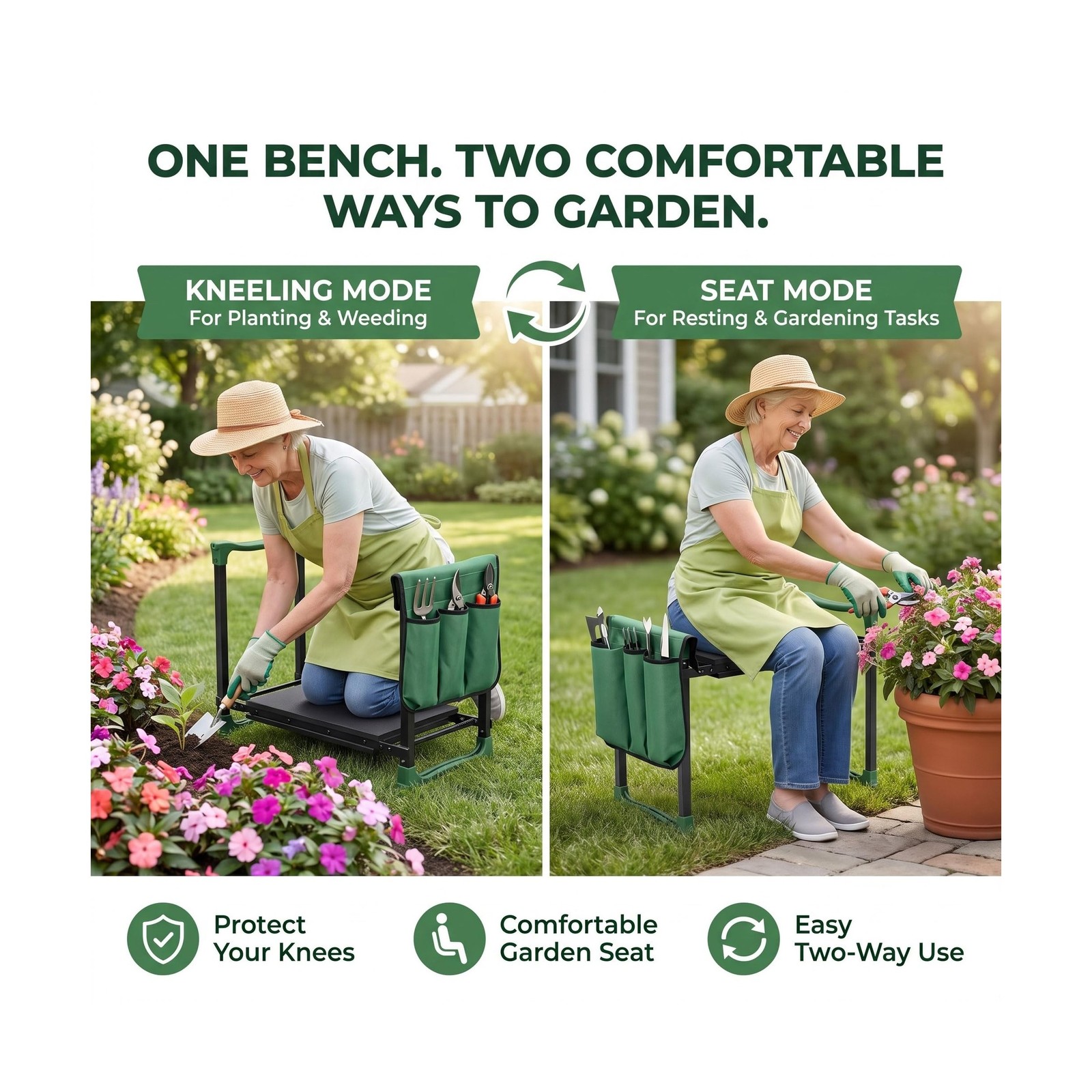Garden Kneeler and Seat, Heavy Duty Foldable Garden Stool with ... USA ...