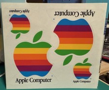 Vintage Apple Computer Stickers 1990s Rainbow Apple Decals Sheet Never Peeled