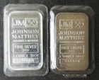 Two Johnson Matthey 1oz Silver Bars in Plastics