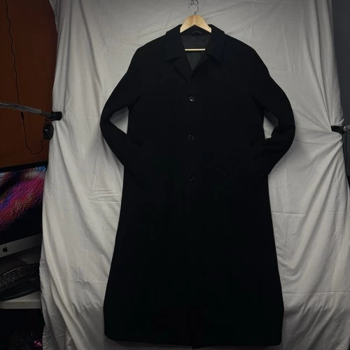 Metropolitan View Bloomingdales Mens 42L Black Wool Cashmere Overcoat Made Italy image 5