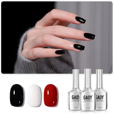 Gel Nail Polish Kit, 3 Colors 16Ml White Red Black, Soak off UV Gel Polish Set -