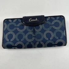 Coach Ashley Dotted Op Art Signature Envelope Wallet CC Logo Y2K Blue Canvas