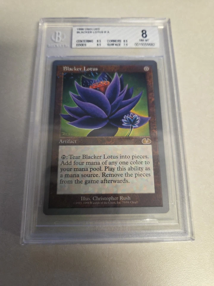 BLACKER LOTUS MTG Unglued BGS 8 MINT RARE Artifact 1998 Christopher Rush Art - Image 3 of 4