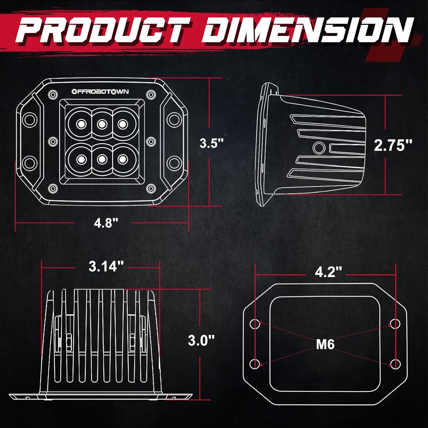 Flush Mount Yellow LED Pods 5 Inch 120W CREE LED Spot Fog Yellow 5 inch flush