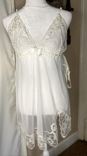 NWT Frederick  s of Hollywood Sheer White Lace Babydoll Bridal 2 pc Lingerie XL