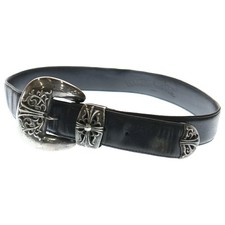 Chrome Hearts Size 30 Blt Roller 3Pc1.5Inch 3Pc Buckle Leather Belt Silver Bca35