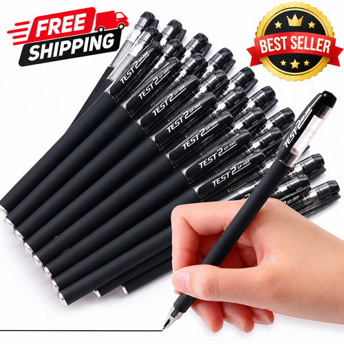 10 Pack Black Gel Pens | 0.5mm Fine tip | Smooth Writing | Quick Dry Ink | Offic