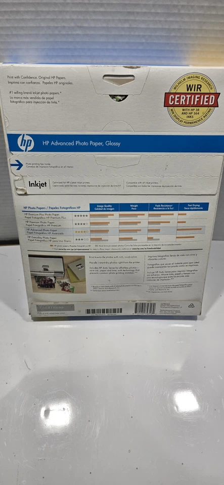 HP Advanced Photo Paper Inkjet Glossy 8.5x11" 100 Sheets New In Pack - Image 2 of 2