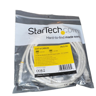 StarTech.com 7ft CAT6 Ethernet Cable - White CAT 6 Gigabit Ethernet Wire -650MHz