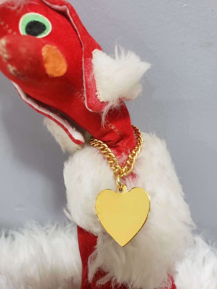 Vintage HERMAN PECKER & CO. Red Velvet Poodle Dog Wood Chip Fill