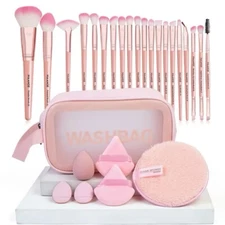 27pcs Makeup Tools Kit Foundation Contour Blush Makeup Remover & Travel Bag