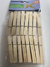 Wood Clothespins Wooden Laundry Clothes Pins Large Springs 32 Pieces Atq
