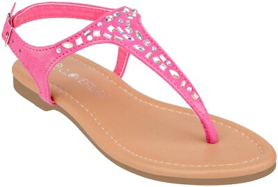 [NEW] CLOVERLAY Girls Sandals Kids Gladiator Strappy Rhinestone Glitter Sandals