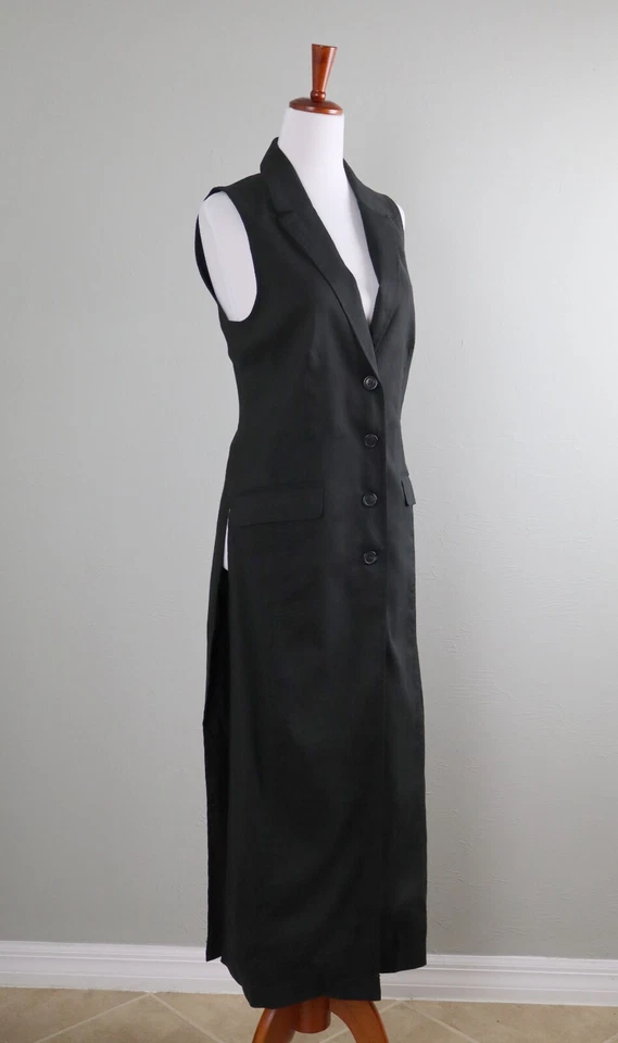 ANTHROPOLOGIE NUEVO CON ETIQUETAS $168 Cartonnier Longline Lino Plumero Chaleco Chaqueta Top Talla 4 Foto 3 de 4