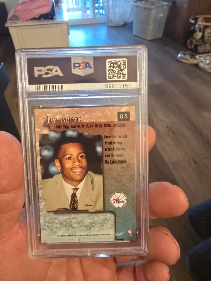 1996 starting lineup ALLEN IVERSON RC PSA 9 mint rare !!! Regrade !!! - Image 2 of 2