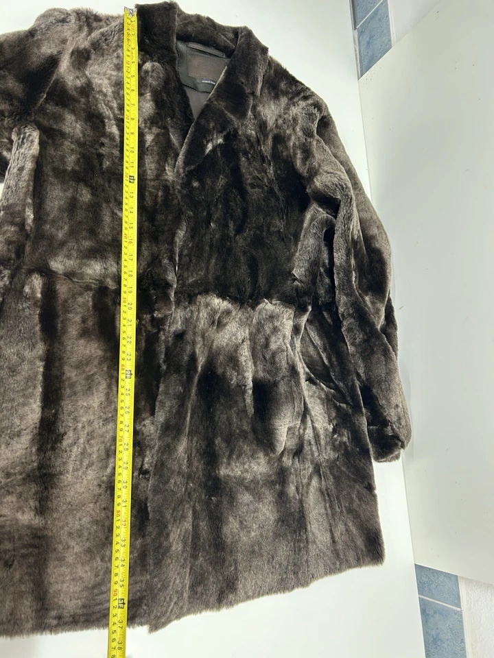 Prada Мужская стриженный мех кожаное пальто куртка темно-коричневый - размер 52 - сделано в Италии - Изображение 4 из 4