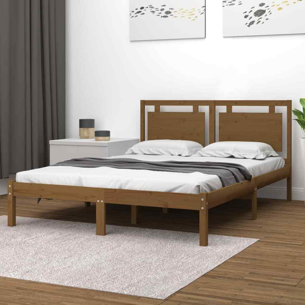 Bed Frame without Mattress Honey Brown 200x200 cm Solid Wood