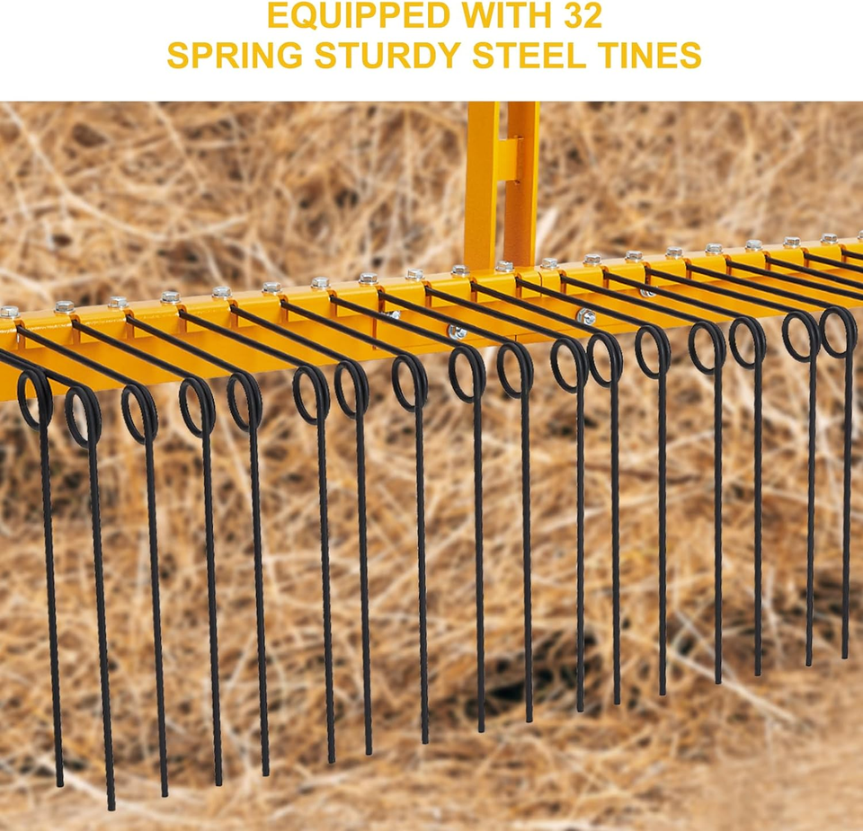 3 Point Hitch Pine Straw Rake,Spring Landscape Rake Pull behind for