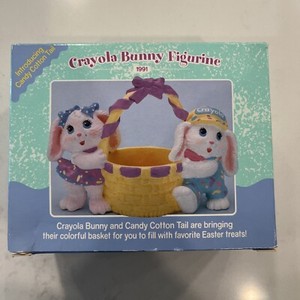 Vintage Hallmark Crayola Bunnies Easter Basket 1991 Bunny Figure