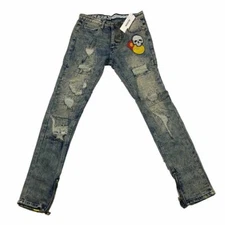 Men's Crazed Distressed Slim Fit Hand Treated Jeans By Reason Brand