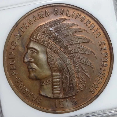 1915 Panama-Pacific Exposition Souvenir Penny, NGC MS-63BN, Scarce Unc
