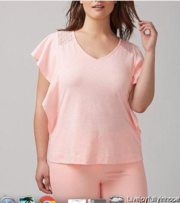LANE BRYANT ~ NEW! NWT Plus 14 16 ~ Baby Pink BOHO RUFFLES & LACE Circle Top 1X