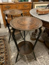 Coppia di antichi tavolini gueridon intarsiati Parigi epoca Napoleone IIII 18...
