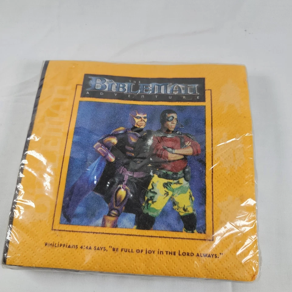 Servilletas para bebidas THE BIBLEMAN ADVENTURE 1 paquete Willie Aames Phil 4:4 nuevas selladas Foto 2 de 4
