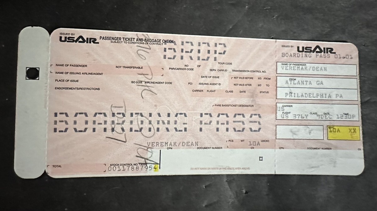 Vintage USAir Airlines US AIR Boarding Pass