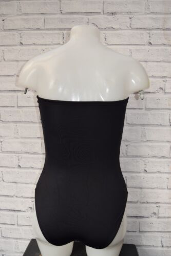 NEU SCHWARZER BANDEAU BADEANZUG MIT HOHEM BEIN GRÖßE UK 8 EU 36 B14 - Bild 4 von 4