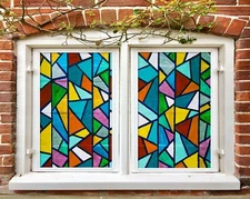 3D Color Art 386NAO Window Film Print Sticker Cling Stained Glass UV Block Fa