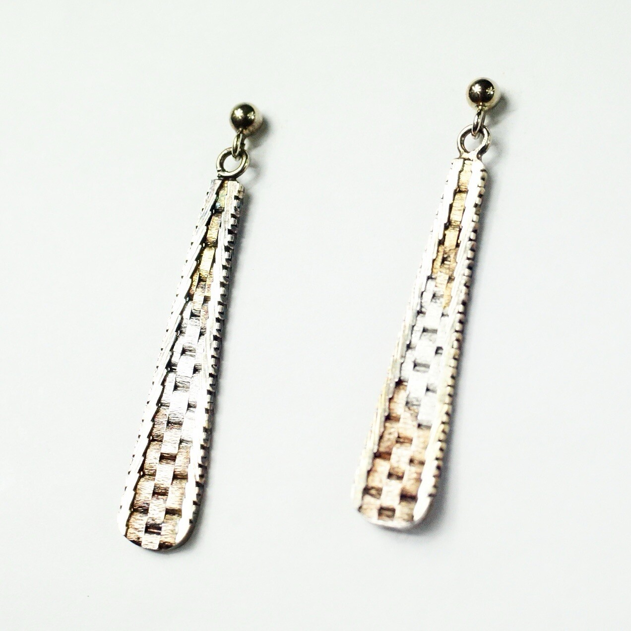 Tricolor Sterling Silver Woven Triangular Drop Da… - image 4