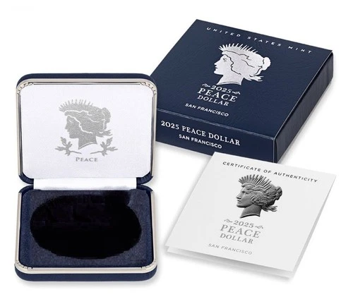 2025 S  Peace Proof Dollar OGP  - box w/ COA only - NO COIN - 25XL