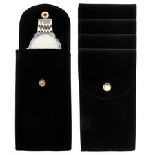 4 Pcs Velvet Watch Pouch, Portable Watch Travel Case, Black