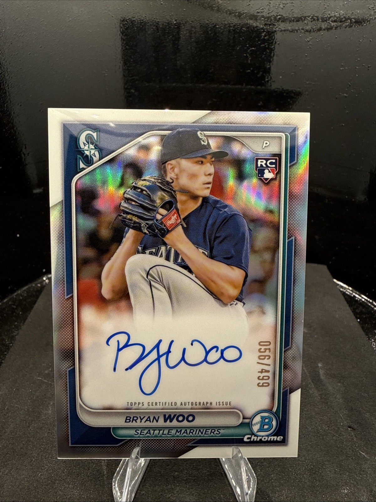 2024 Bowman - Chrome Rookie Autographs Bryan Woo #CRA-BW Refractor /499 (AU, RC)