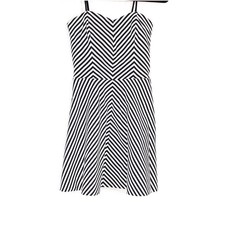 0057 Rachel Roy Black And White Striped Mini Dress