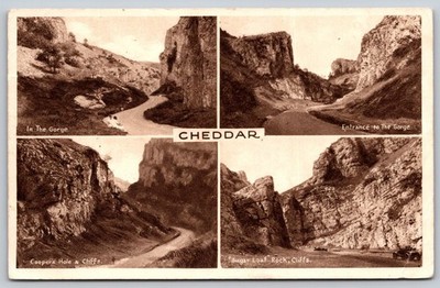 Vintage Multi View Postcard of Cheddar Gorge Cliffs & Landmark Views C320