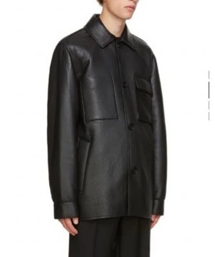 Unused Acne Studious Leather Chore Jacket Outer Mens Size 46 Black Color image 6