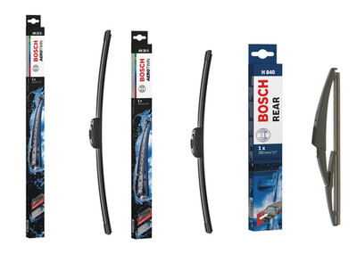 Dacia Sandero Wiper Blades Set Front + Rear 2012 to 2015 BOSCH AEROTWIN