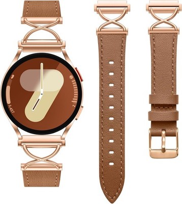 Brown Leather Band with X-Shape Design for Samsung Galaxy Watch 7 40mm 44mm