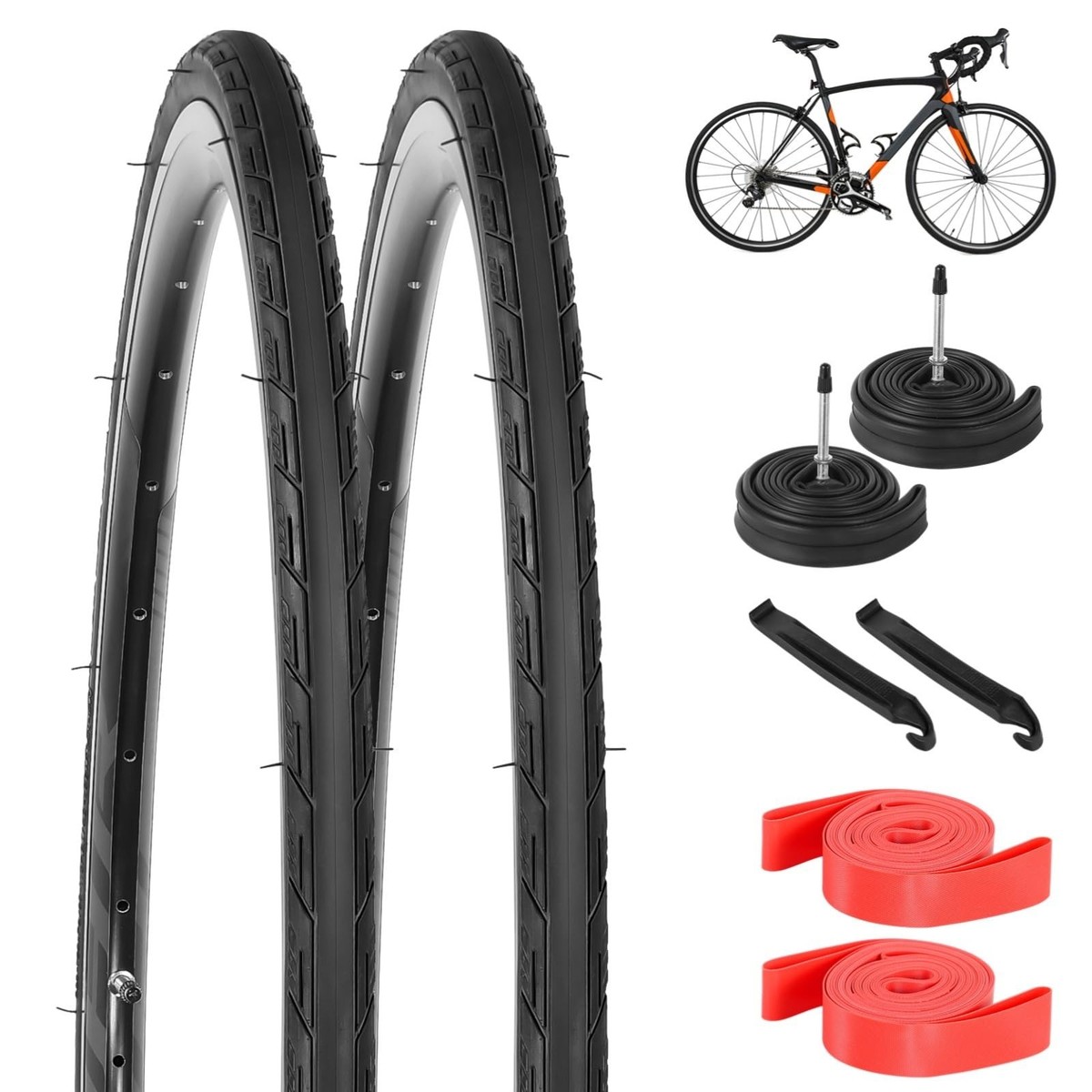 PANTHER 完組ホイール 700x25C SHIMANO 700x23C yeesport 700 x 25c Road Bike Tires, 2 Pack Folding 700x25c Tires