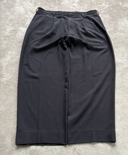 Vintage Men’s Baggy Dark Navy Pleated Dress Pants Trousers 38x30