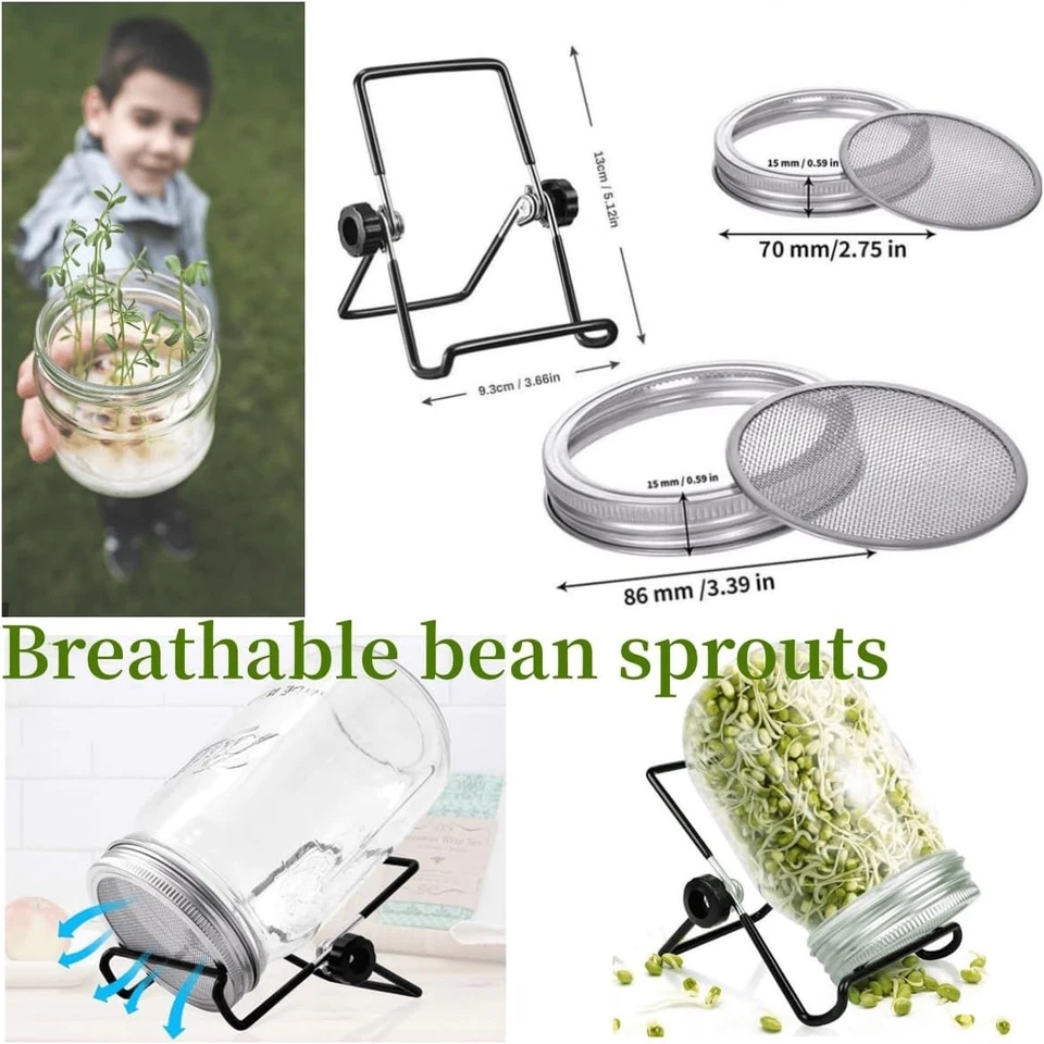 Kit de germinación Lulonpon, kit de tarro de germinación de semillas de una pieza, cuarto de galón de boca ancha Maso Foto 4 de 4