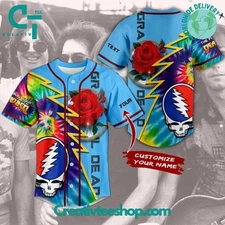 Greatful Dead Rose Custom Name Baseball Jersey