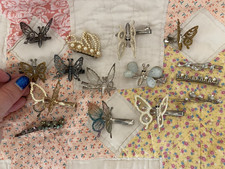 15x Vintage Butterfly Hair Clips - Colorful Glitter Articulated Spring Wing