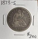 1873-S Seated Liberty Half Dollar 50C Arrows Silver Business Strike