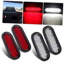 4Pcs 6 Inch Oval Led Trailer Tail Lights 24 LED, 6" Oval Led 2 Red 2 White