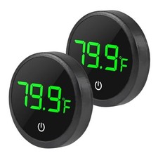2Pcs Digital Aquarium Thermometer Fish Tank Digital LED 2pcs round-black